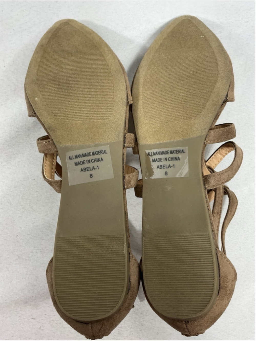 Womans New Betani Abela Dressy Strappy Ballet Flats Size 8 Taupe Back Zip - Picture 6 of 7